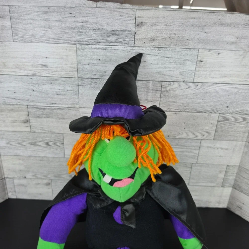 Vintage 1995 Stuffins Inc Halloween Witch Plush Shelf Sitter Green Orange Purple